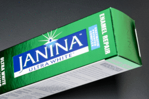 Green foil on toothpaste packaging
